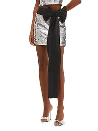 Moonlight Sequin Bow-Accented Miniskirt