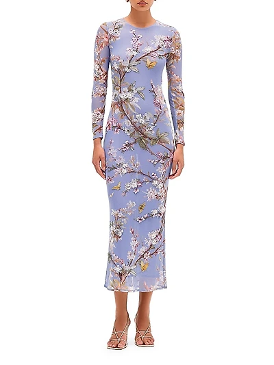 Delicata Embroidered Tulle Midi-Dress