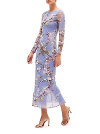 Delicata Embroidered Tulle Midi-Dress
