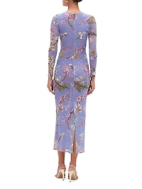 Delicata Embroidered Tulle Midi-Dress