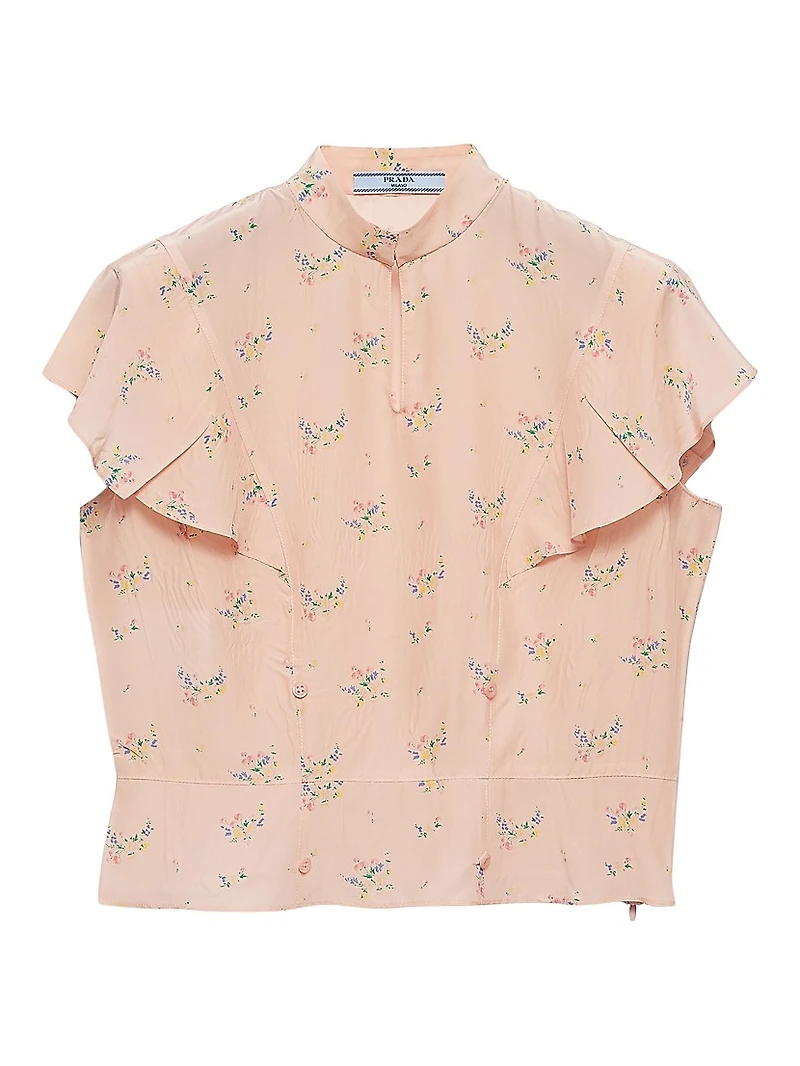 Floral Print Pongé Top