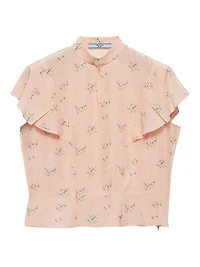 Floral Print Pongé Top