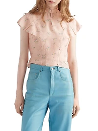 Floral Print Pongé Top