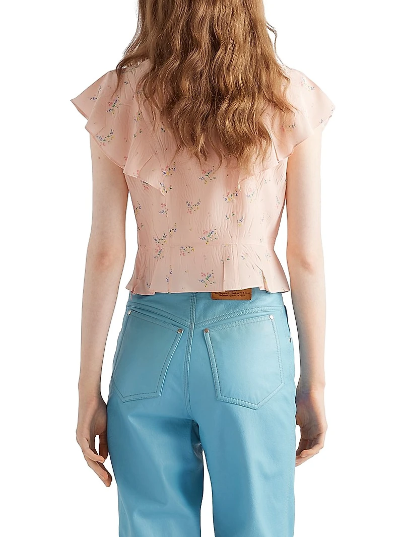 Floral Print Pongé Top