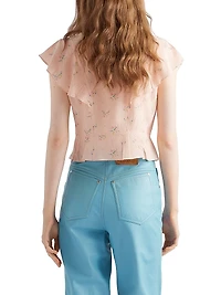 Floral Print Pongé Top