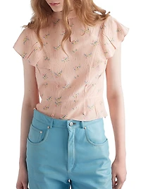 Floral Print Pongé Top