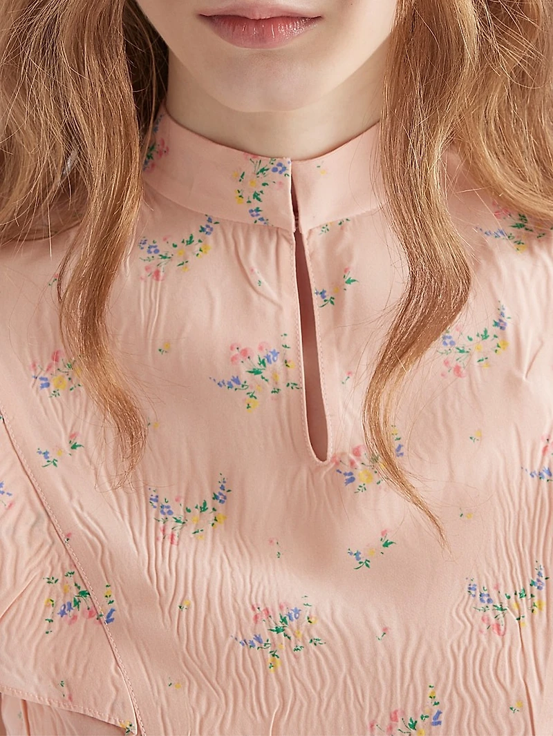 Floral Print Pongé Top