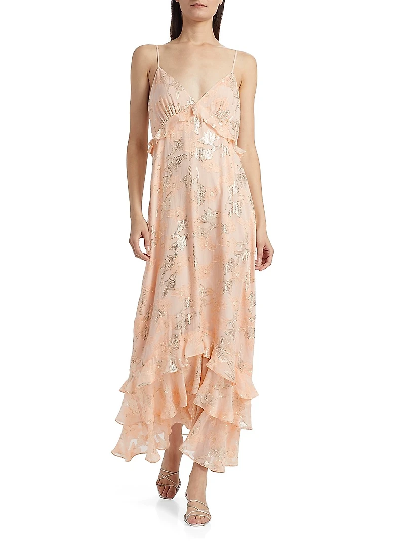 Esmeralda Metallic Chiffon Dress