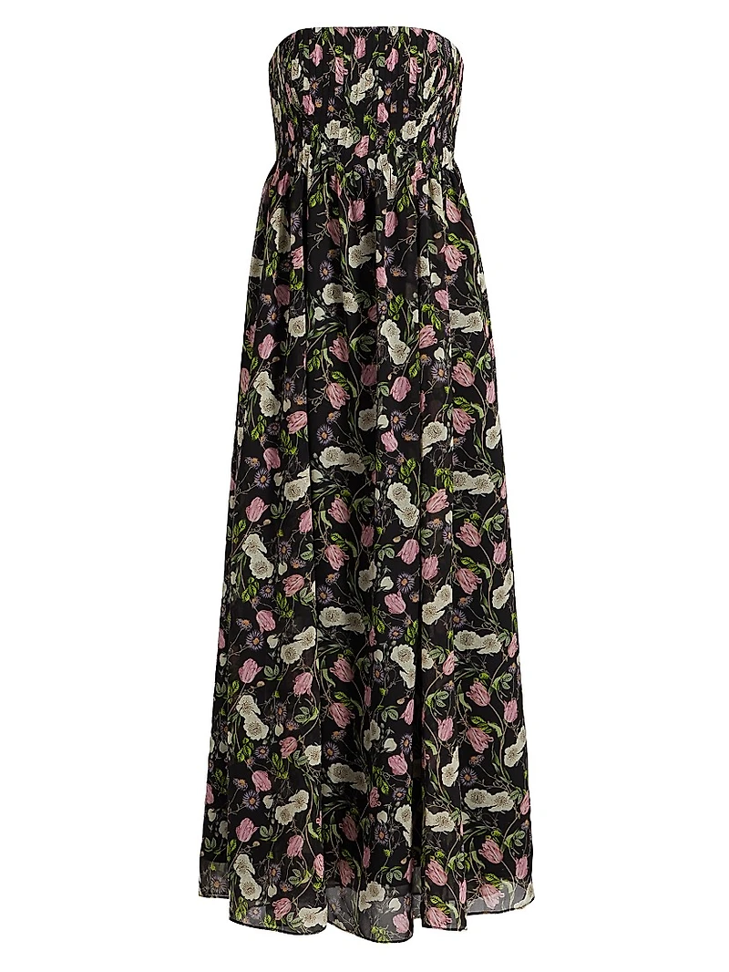 Minoa Strapless Floral Chiffon Gown