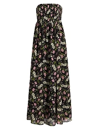 Minoa Strapless Floral Chiffon Gown