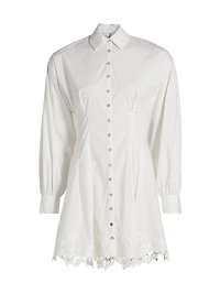 Kimiko Lace-Trim Cotton Mini Shirtdress
