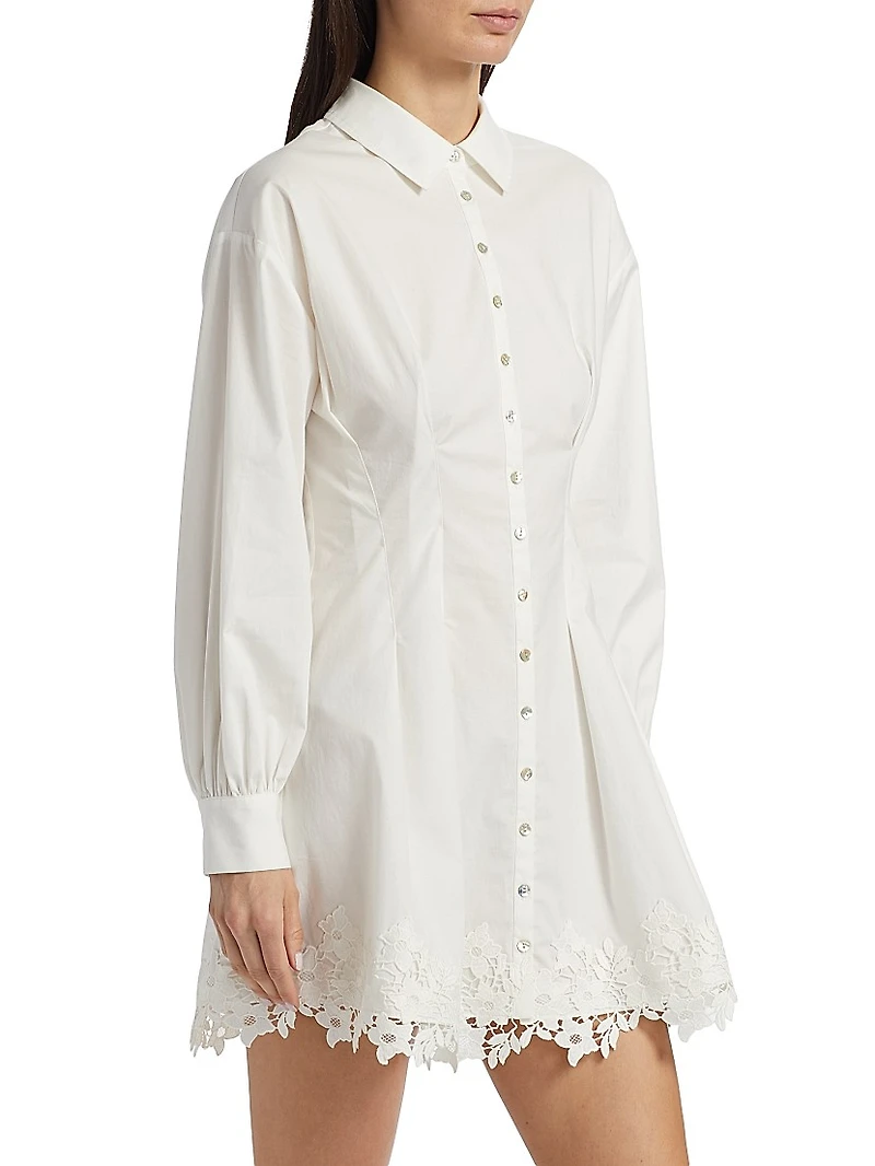 Kimiko Lace-Trim Cotton Mini Shirtdress