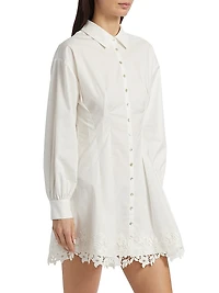 Kimiko Lace-Trim Cotton Mini Shirtdress
