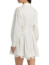 Kimiko Lace-Trim Cotton Mini Shirtdress