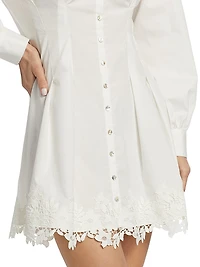 Kimiko Lace-Trim Cotton Mini Shirtdress