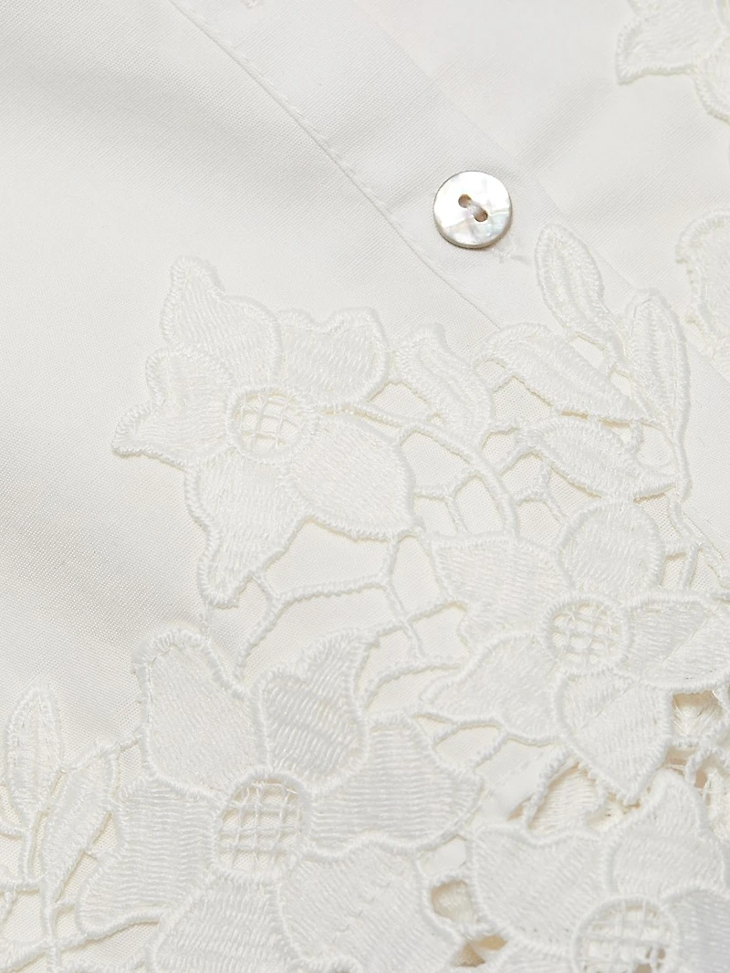 Kimiko Lace-Trim Cotton Mini Shirtdress