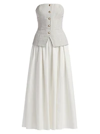 Nineveh Cotton-Linen Strapless Maxi Dress