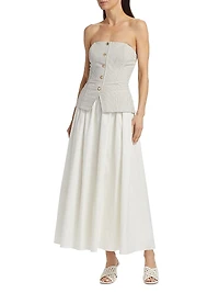 Nineveh Cotton-Linen Strapless Maxi Dress