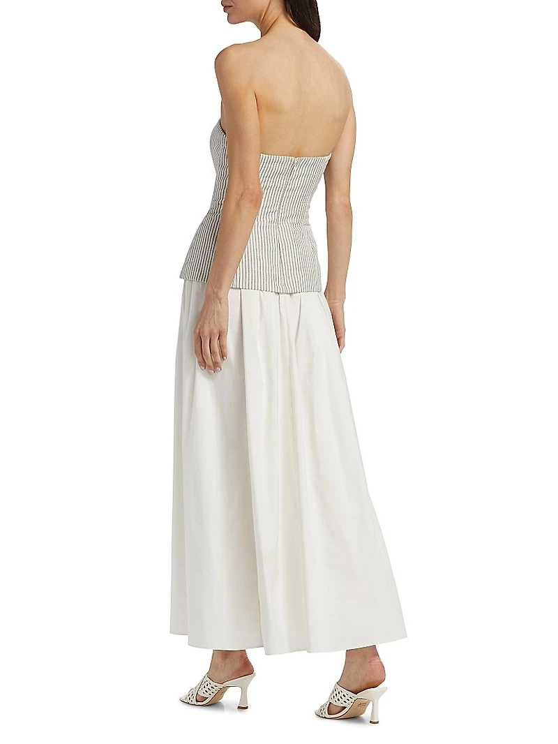 Nineveh Cotton-Linen Strapless Maxi Dress