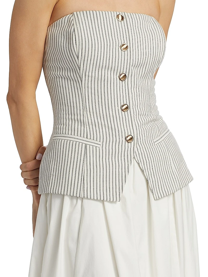 Nineveh Cotton-Linen Strapless Maxi Dress