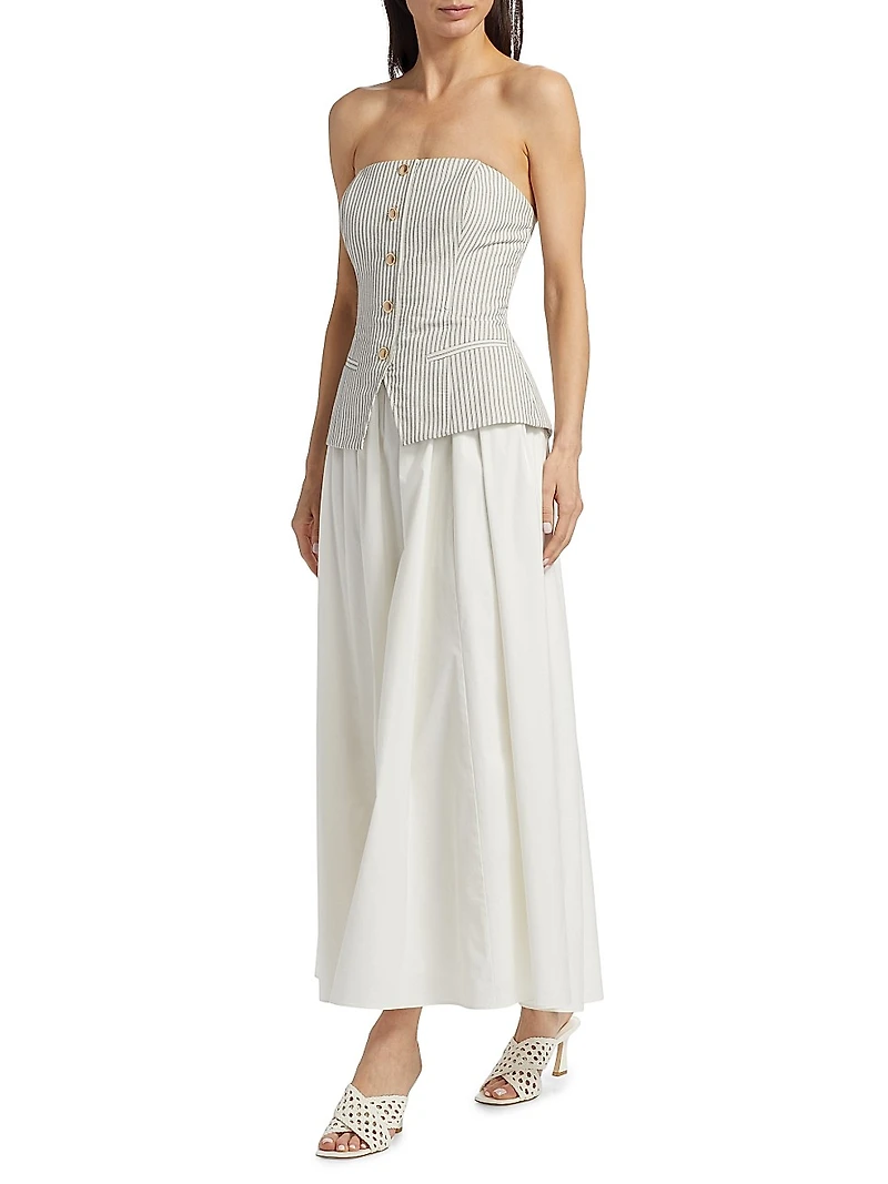 Nineveh Cotton-Linen Strapless Maxi Dress