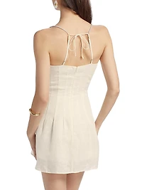 Lilou Pearl-Beaded Linen-Cotton Minidress