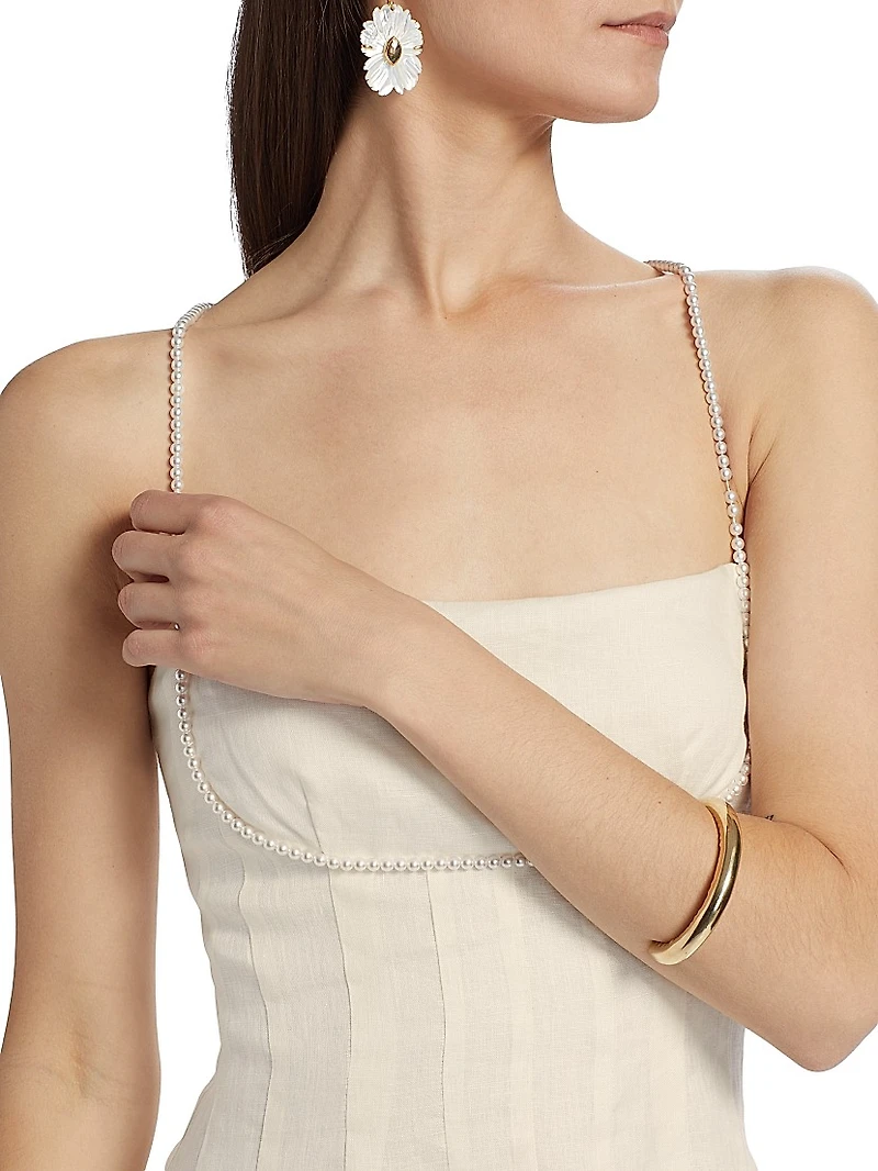 Lilou Pearl-Beaded Linen-Cotton Minidress