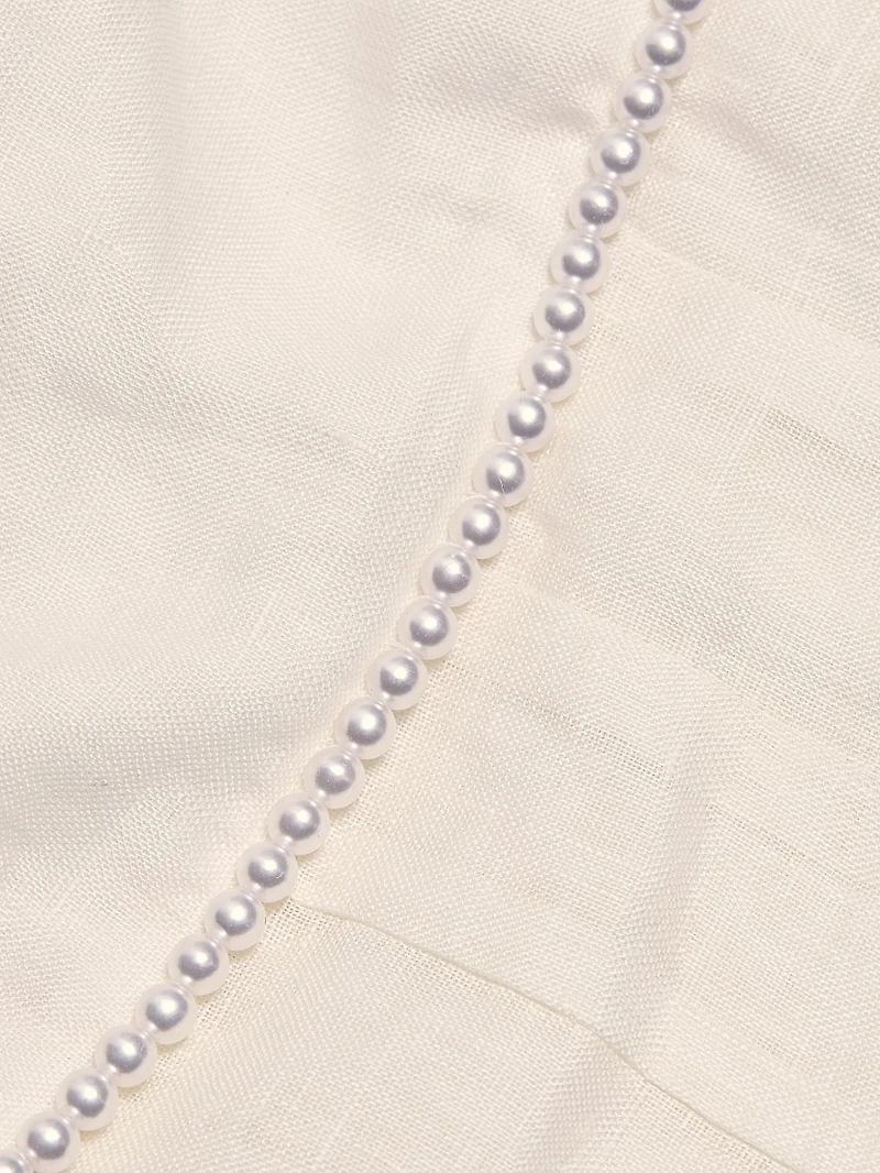 Lilou Pearl-Beaded Linen-Cotton Minidress