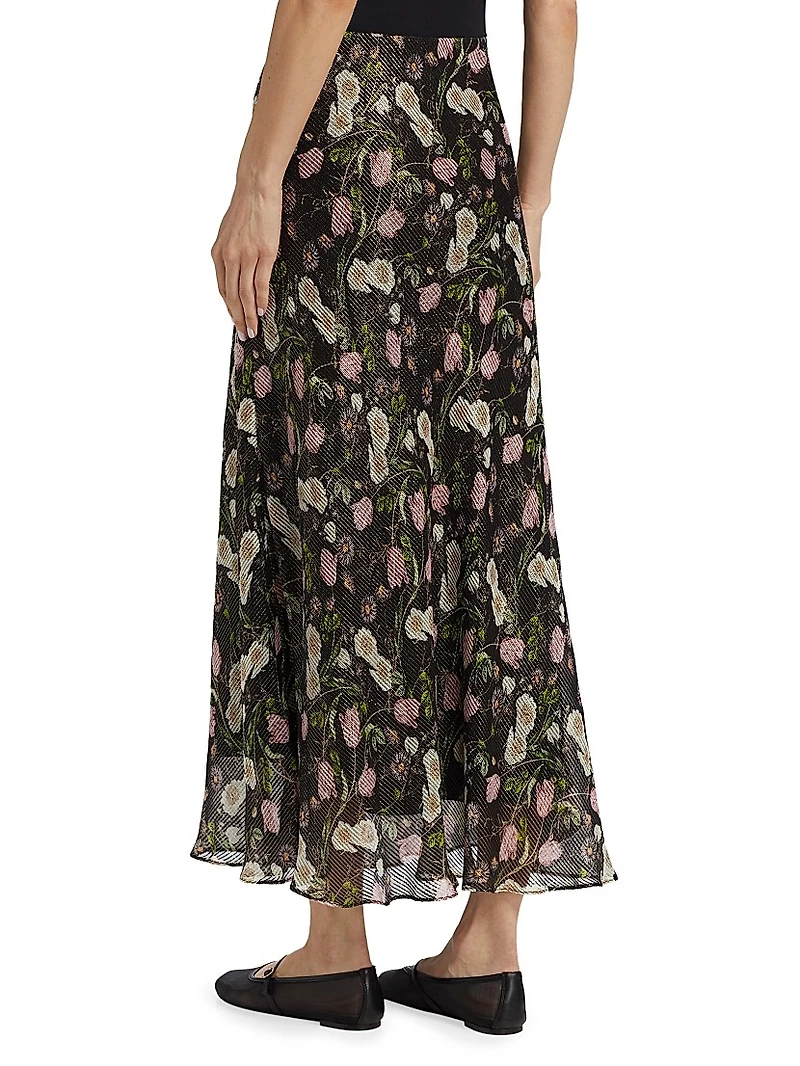 Jayna Metallic Chiffon Maxi Skirt