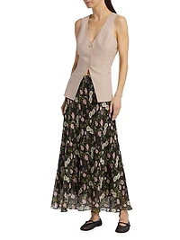Jayna Metallic Chiffon Maxi Skirt
