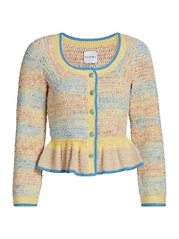 Guiliana Striped Scoopneck Cardigan