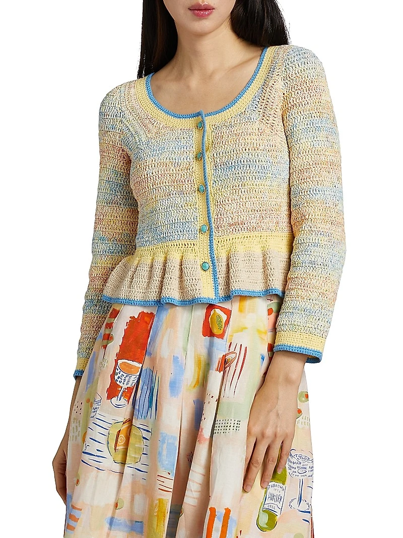 Guiliana Striped Scoopneck Cardigan