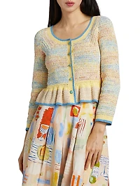 Guiliana Striped Scoopneck Cardigan