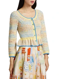 Guiliana Striped Scoopneck Cardigan