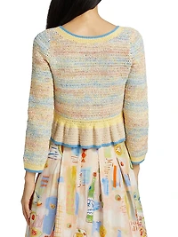 Guiliana Striped Scoopneck Cardigan