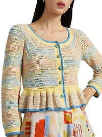 Guiliana Striped Scoopneck Cardigan