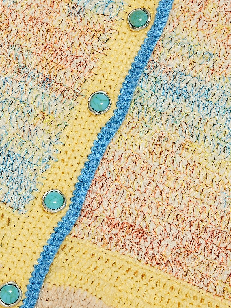 Guiliana Striped Scoopneck Cardigan