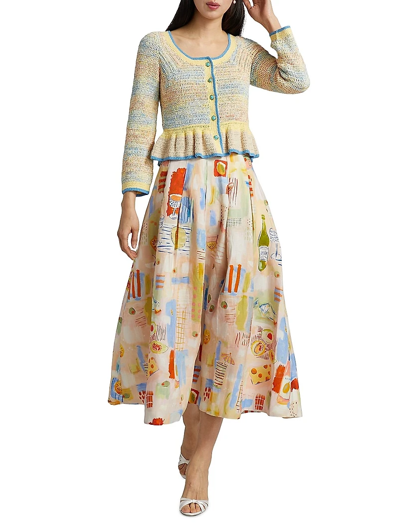 Guiliana Striped Scoopneck Cardigan