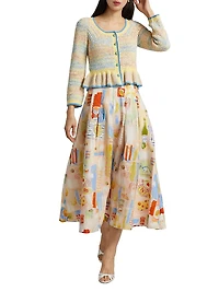 Guiliana Striped Scoopneck Cardigan