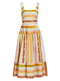 Mara Striped Cotton Midi-Dress