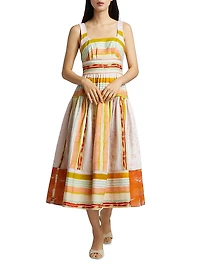 Mara Striped Cotton Midi-Dress