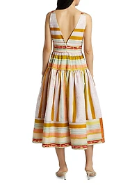 Mara Striped Cotton Midi-Dress