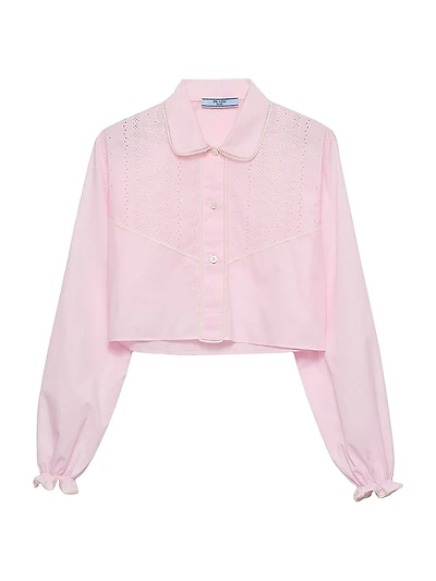 Embroidered Cropped Batiste Shirt