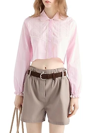 Embroidered Cropped Batiste Shirt