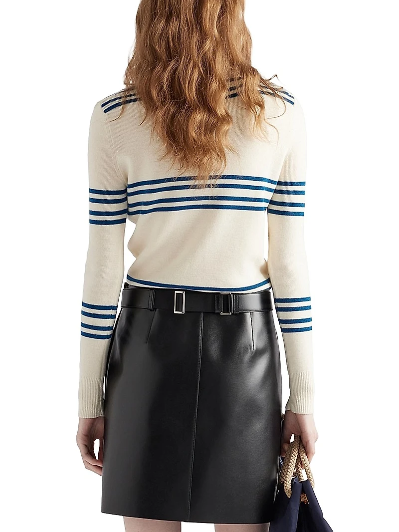 Striped Wool Turtleneck Sweater