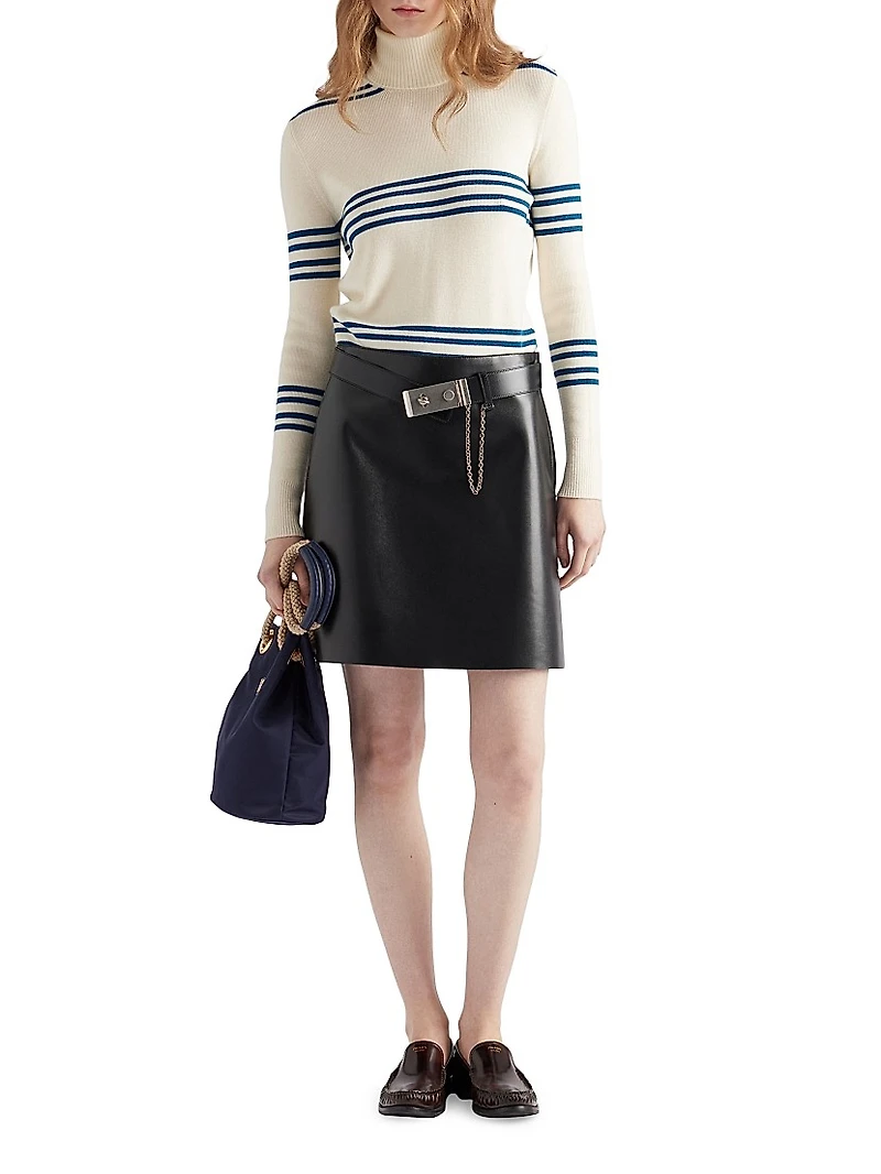 Striped Wool Turtleneck Sweater