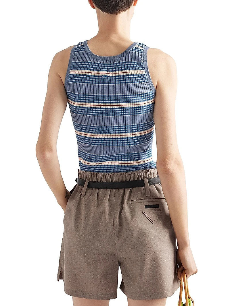 Striped Stretch Cotton Knit Top