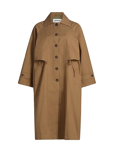 Camille Drawstring-Waist Oversized Trench Coat