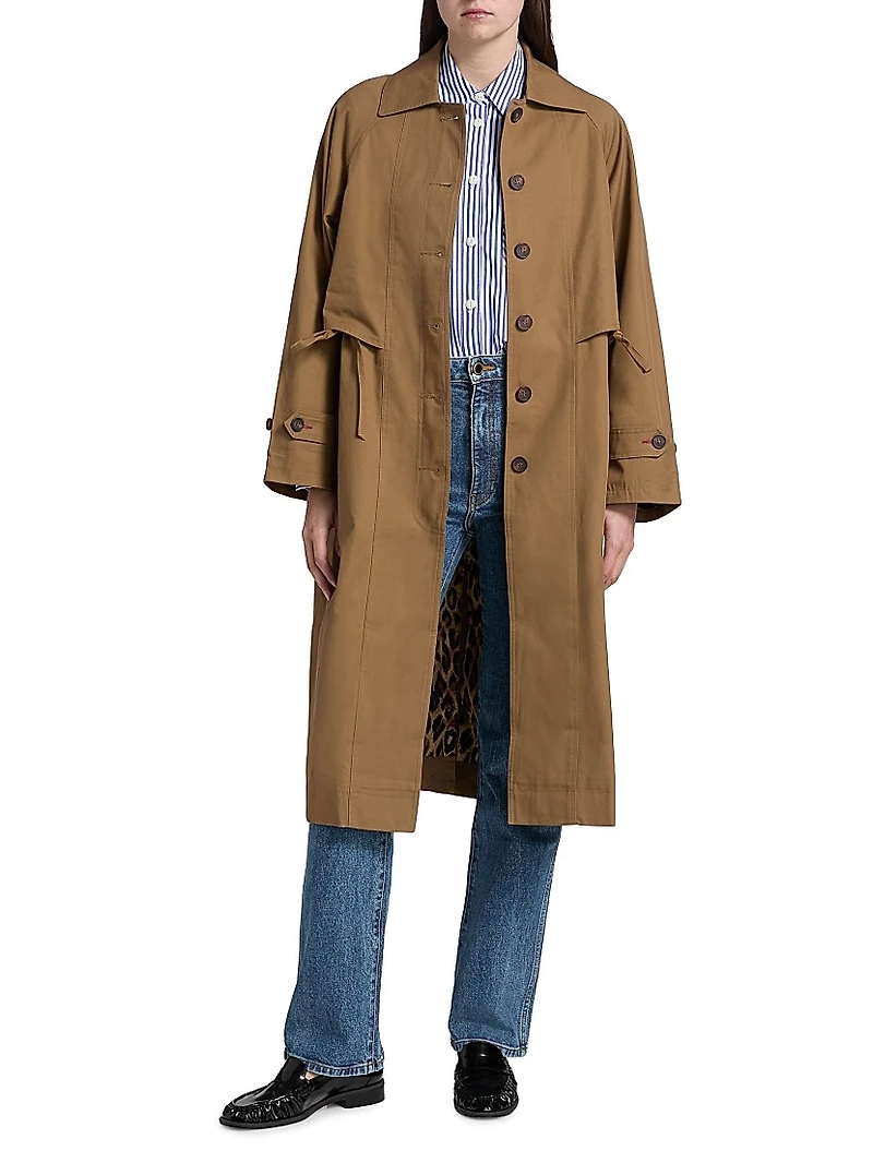 Camille Drawstring-Waist Oversized Trench Coat