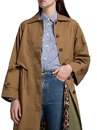 Camille Drawstring-Waist Oversized Trench Coat